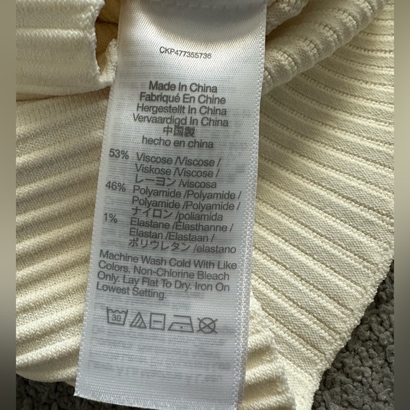 Madewell Ottoman Crop Sweater Tee in Bright Ivory Size XXS Ribbed Scoop Neck - Picture 8 of 9